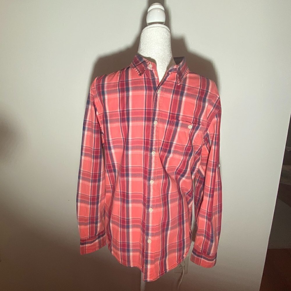 Urban Pipeline Orange/Blue Plaid Shirt Size Small